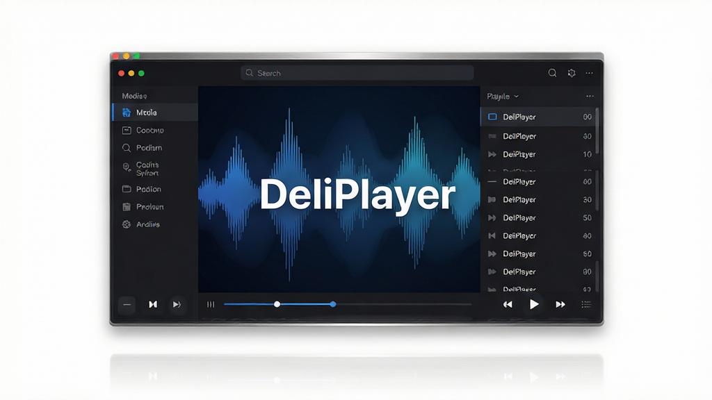 ���壺DeliPlayer����������չʾ�������ִ���ɫ���⣬����Ϊ�������Ƶ����ͼ����������������ʾ��DeliPlayer�������������б������֣����й�ͼ���������������Ӿ����㣬�������ף��ײ�������Ĳ��ſ��������Ű棺����Ԫ���������룬���Ϊý��⵼�����Ҳ�Ϊ���Ŷ��У�����Ϊ����������񣺿Ƽ�����רҵ�в��棬UI��Ʊ�ƽ��������������ϸ�ڣ����������ڱ�Ե��ϸ��Ľ������󣬱�������ͼ����ɫ���䣬�������������ɶ����޶���Ԫ�ء����ʣ�������Ⱦ��ɫ�ʹ�����Ȼ�����廭��ɾ����ࡣ