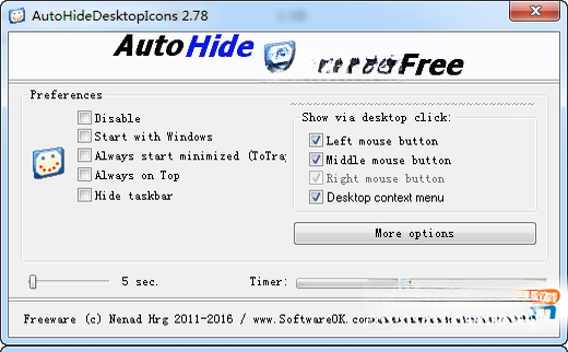 AutoHideDesktopIcons自动隐藏桌面图标4.81 桌面图标自动隐藏工具