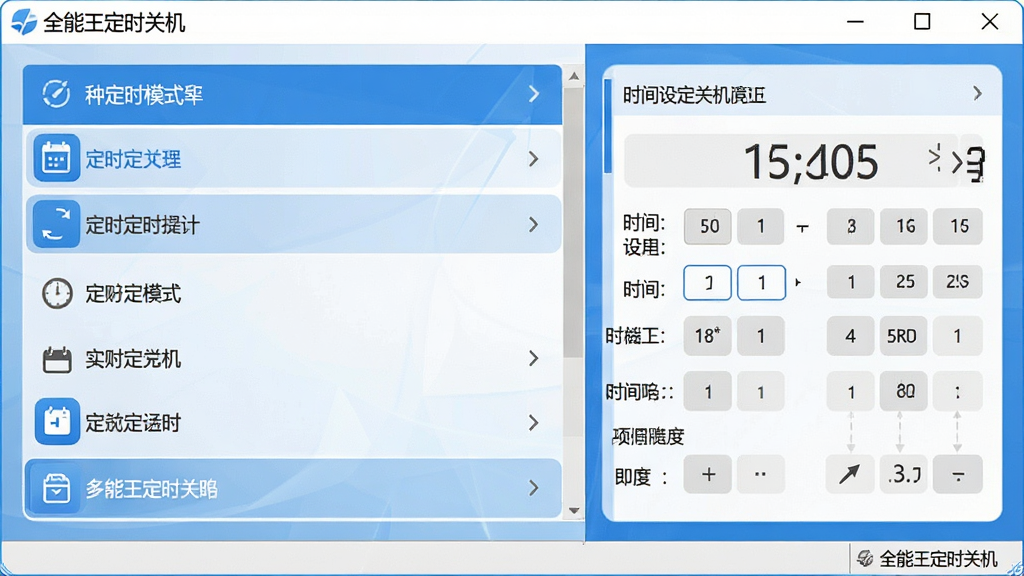 һ��չʾȫ������ʱ�ػ�����������ĸ����ͼ�����沼�������������ʾ���ֶ�ʱģʽѡ��Ҳ�Ϊʱ���趨��壬��������ִ���Լ�ı�ƽ����Ʒ����ɫ��Ϊ��ɫ�Ͱ�ɫ�����ڽ����С�ȫ������ʱ�ػ������������������ɾ����޶���Ԫ�ء�
