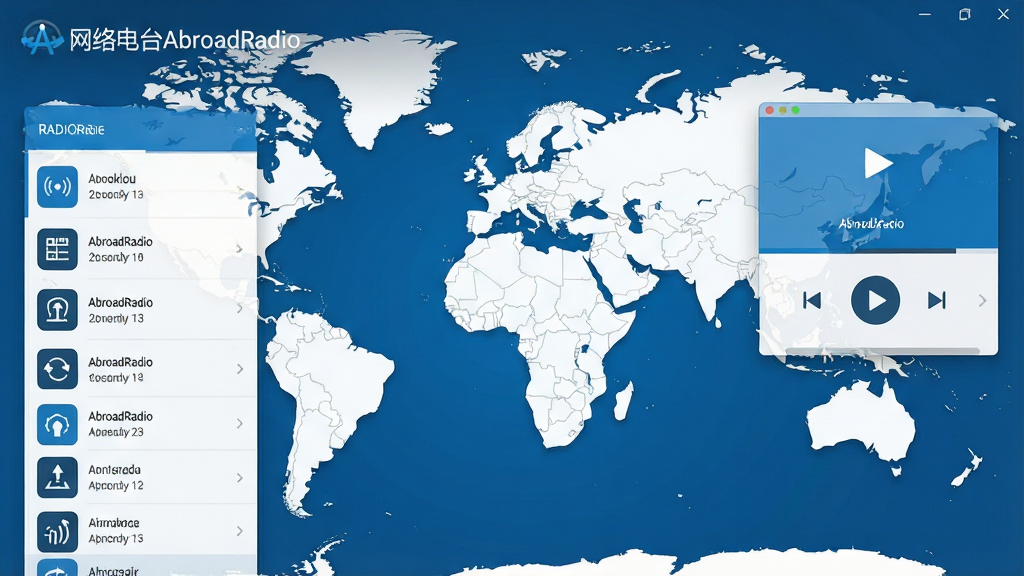һ��չʾ�����̨AbroadRadio������ĸ����ͼ��������������ͼ����������̨�б����Ҳಥ�ſ�����壬�������ִ���Լ����ɫ���ɫΪ��ɫ����ͼ�����������ֱ�ע�������̨AbroadRadio��������ϸ�壬�޶���Ԫ��