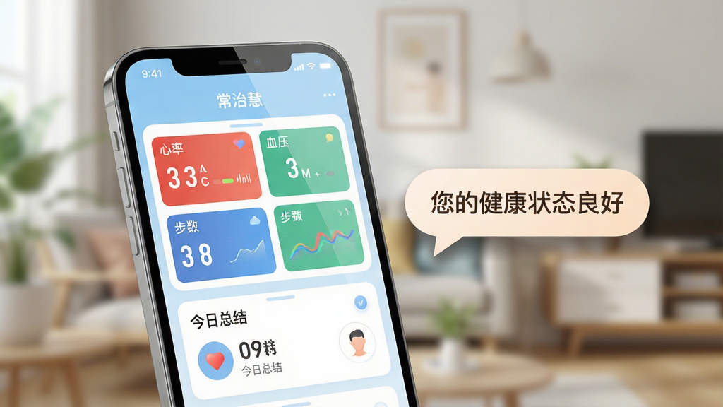 ���壺���λ�App�������ֻ���Ļ��չʾ�������ݿ��壬����������ʾ���ʡ�Ѫѹ�������Ȳ�ɫͼ������Ļ�·��С������ܽᡱ��Ƭ���������ִ���Լ�����֣��ֻ�����ƫ���Ҳ���������ܰ����ʾ���ݣ�������д�С����Ľ���״̬���á����Ű棺����ɾ���ͻ��App����ϸ�ڡ���񣺱�ƽ����ƣ�ɫ����ͣ�ǳ�����ɫΪ��ɫ������Ч��Ȼ��ϸ�ڣ��ֻ���Ļ����ϸ�壬���ݴ�����Ӱ������Ϊģ���ľӼһ��������ʣ�8K���壬�ɾ����޶���Ԫ�ء�
