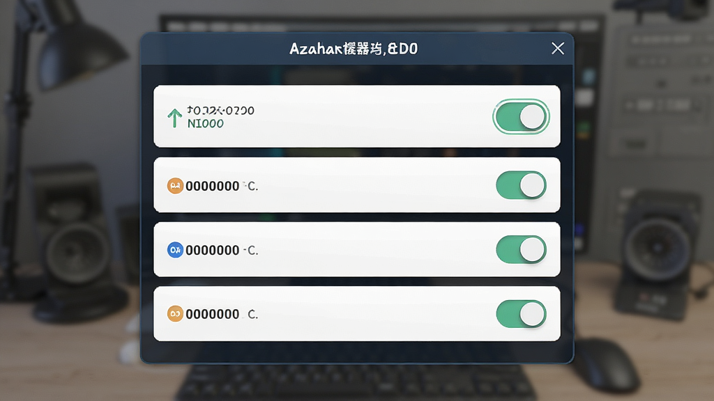 Azahar模拟器金手指设置界面,列表显示多条代码选项,每个选项带有开关按钮,界面采用卡片式布局,配色清晰,风格简洁,背景模糊处理,细节丰富,画质高清。