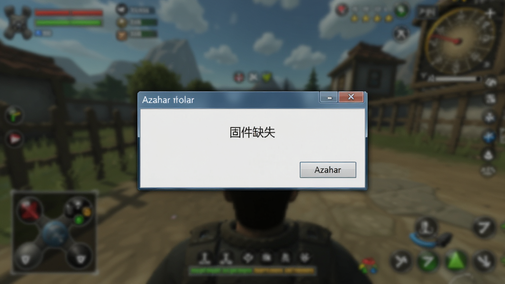 Azahar模拟器运行游戏时弹出的错误提示截图,背景为模糊的游戏画面,中央显示一个对话框,提示