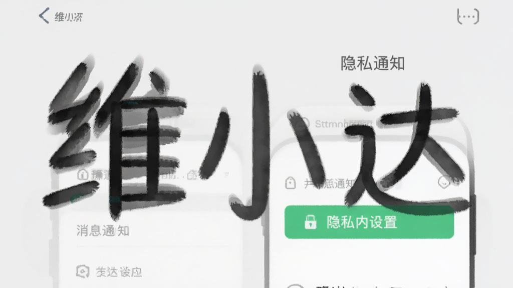 维小达应用内设置界面,展示消息通知和隐私安全选项,背景为浅灰色,整体界面风格整洁,突出“维小达”字体标志,现代扁平化设计,画质清晰,无多余元素