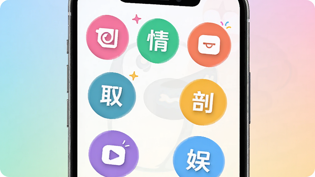 无秘圈兴趣圈子展示图,画面展示多个彩色圆形图标代表不同圈子(如情感、职场、娱乐),排列在手机屏幕中,背景为淡雅渐变色,风格活泼明快,突出多元社交场景,画质干净,无多余元素。
