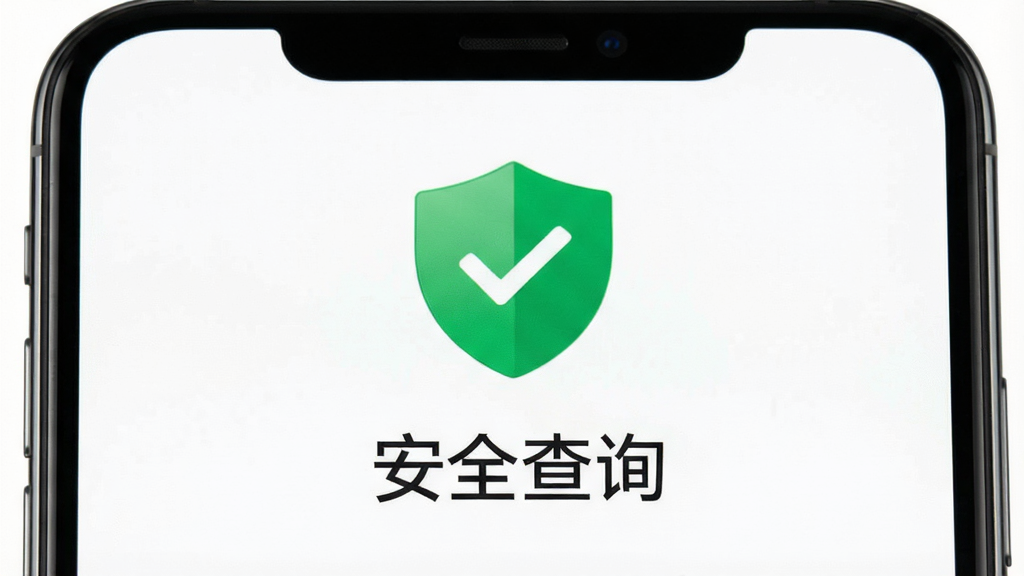 话费余额免费查询安全无广告界面展示图,画面为手机屏幕显示绿色盾牌图标和“安全查询”字样,背景为干净的白色,布局居中,风格安全可靠,细节简洁,画质高清,干净无多余元素