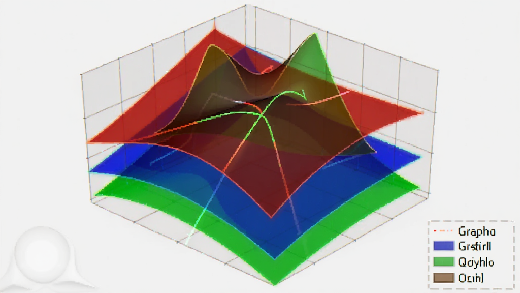 3d grapher软件中多个半透明曲面叠加,主体为红蓝绿三色曲面,布局为三维空间,排版层次分明,风格对比分析,细节包含图例框、交线高亮、透明度渐变,画质清晰干净无多余元素