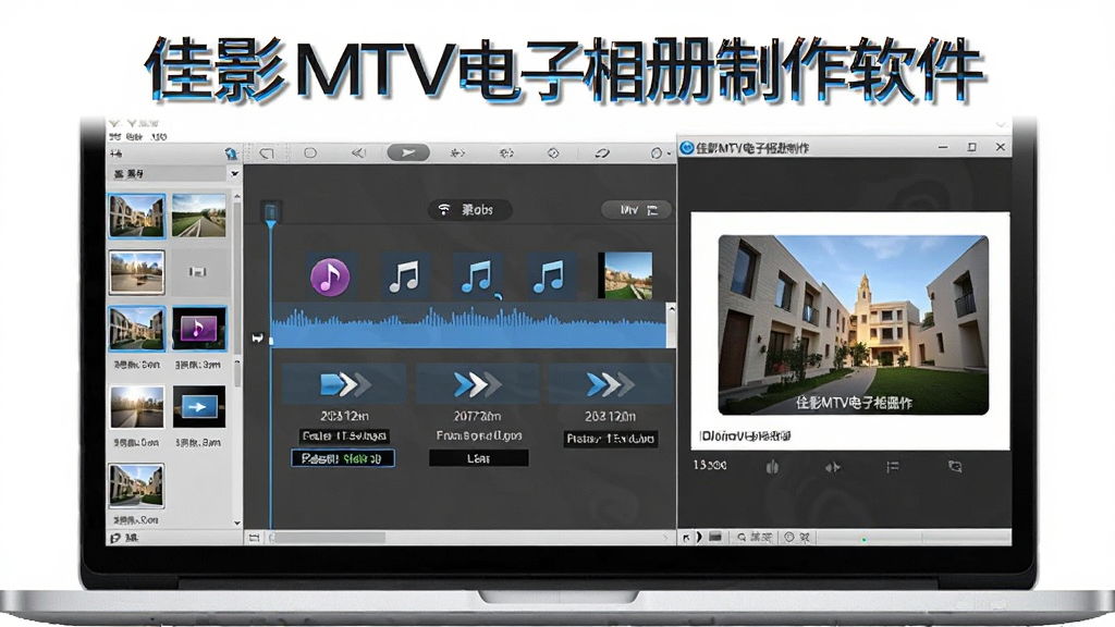 ��ӰMTV��������������������棬����Ϊһ̨�򿪵ıʼǱ����ԣ���Ļ����ʾ�������༭ʱ��������Ƭ����ͼ�����ֲ������ҷ��������Ϊ�زĿ⣬�Ҳ�ΪԤ�����ڣ��Ű�ɾ����룬���Ϊ�ִ��Ƽ��У�ϸ�ڰ�����Ƭ�����ֲ��Ρ�ת��ͼ�ꡢ��Ļ�������������ֱ�ע����ӰMTV������������������������������ɾ����޶���Ԫ��