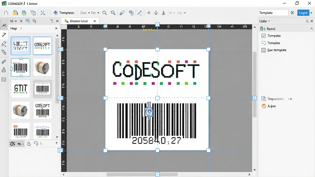 CODESOFT�����ǩ����������ӻ���ǩ��������棬����Ϊ��ǩ��������ק�����ı�������Ԫ�أ�����Ϊ����幤�������Ű�ֱ�ۣ�����ִ���࣬ϸ�ڰ������븨���ߡ�ģ������ͼ�������������ɾ����޶���Ԫ��