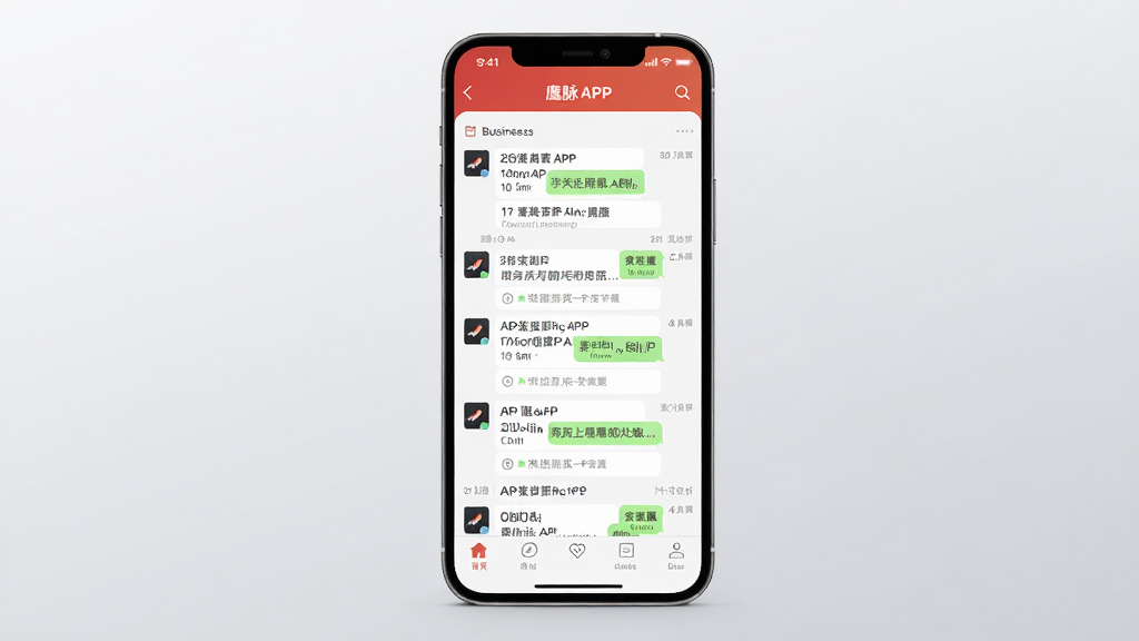 手机屏幕上显示鹰脉APP主界面,聊天列表与底部导航栏清晰可见,界面风格简洁商务,背景为浅灰渐变,画面干净整洁,主体居中,布局合理,风格现代简约,细节清晰,画质高清,无多余元素