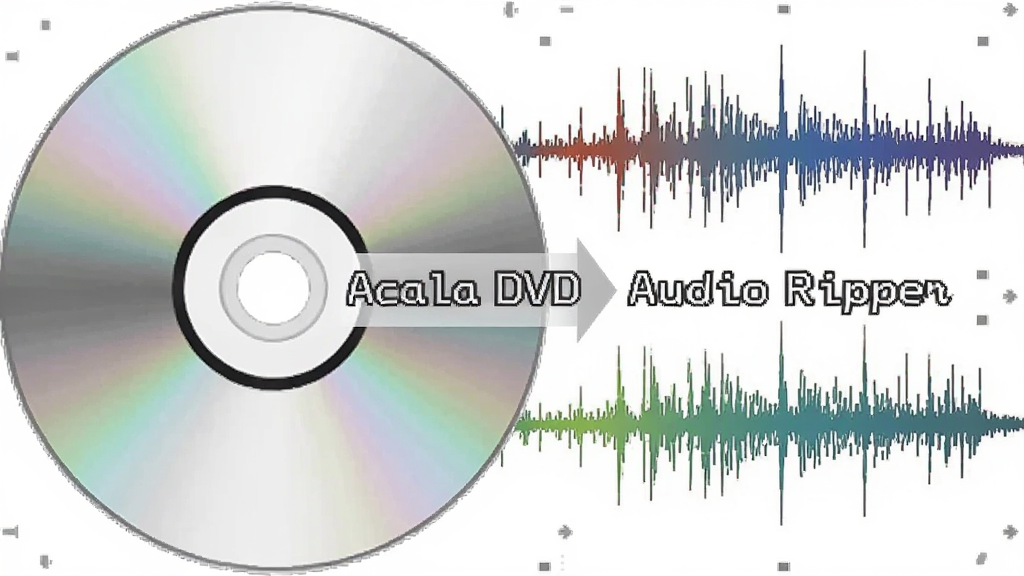 一张展示 DVD 光盘与音频波形图的合成图片,画面左侧是银色 DVD 光盘,右侧是彩色的音频波形,中间用箭头连接,图片中央用英文标注