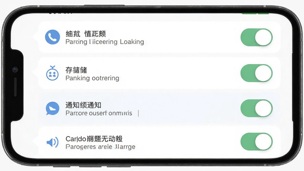 一张展示 Cargo 软件权限设置引导页面的手机截图风格图片,画面中列出定位、存储、通知等权限开关,每个开关旁有简短说明文字,整体风格清晰友好,配色柔和,画质干净