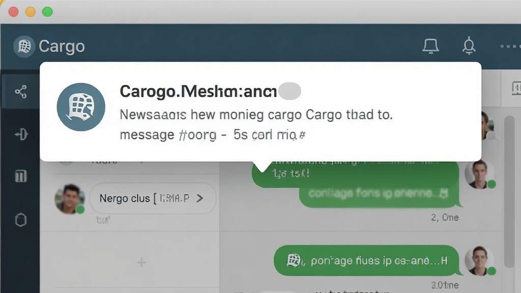 一张展示 Cargo 软件消息通知界面的图片,屏幕上方弹出新消息提醒卡片,下方是聊天对话列表,对话气泡清晰,整体风格清爽,画质干净,无多余装饰