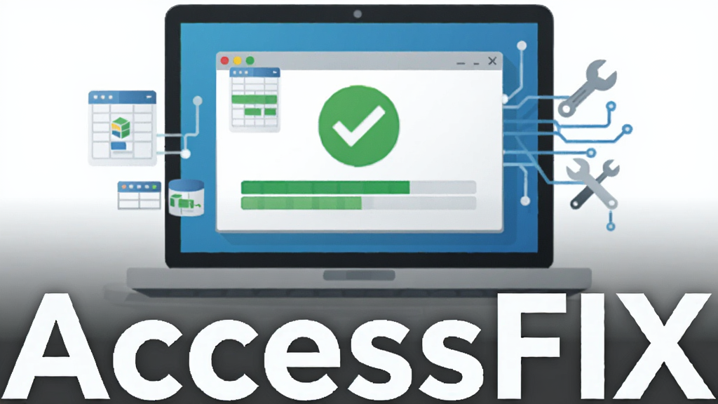 ��������AccessFIX������Ϊһ̨�򿪵ıʼǱ�������Ļ��ʾAccess���ݿ��޸�����������ɫ�Թ�ͼ�꣬����Ϊ���й�ͼ���Ű�����������
