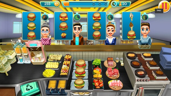 快餐帝国Fast Food Restaurant Tycoon 前期菜单设置与设备升级 经营界面截图