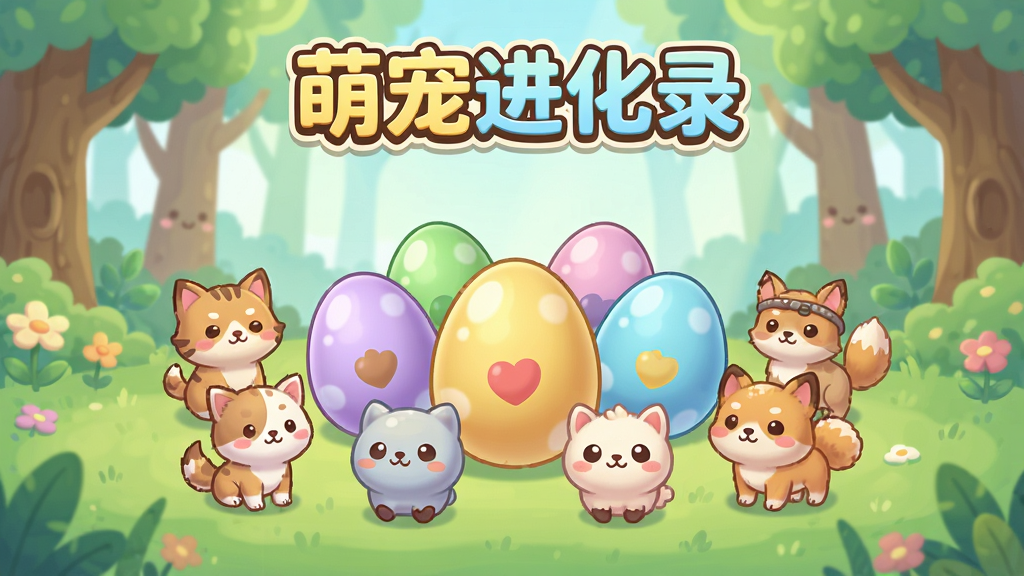 �ȳ����¼ ��Ϸ������չʾ��������ö�Ų�ɫ���ﵰ����Χ���Ƹ��ֿɰ���С������̬������Ϊ���������Ŀ�ͨɭ�ֳ����������������ɰ���ɫ����ͣ����־��ж��룬�Ϸ���ʾ��Ϸ���ơ��ȳ����¼�������廭�������ɾ����޶���Ԫ��