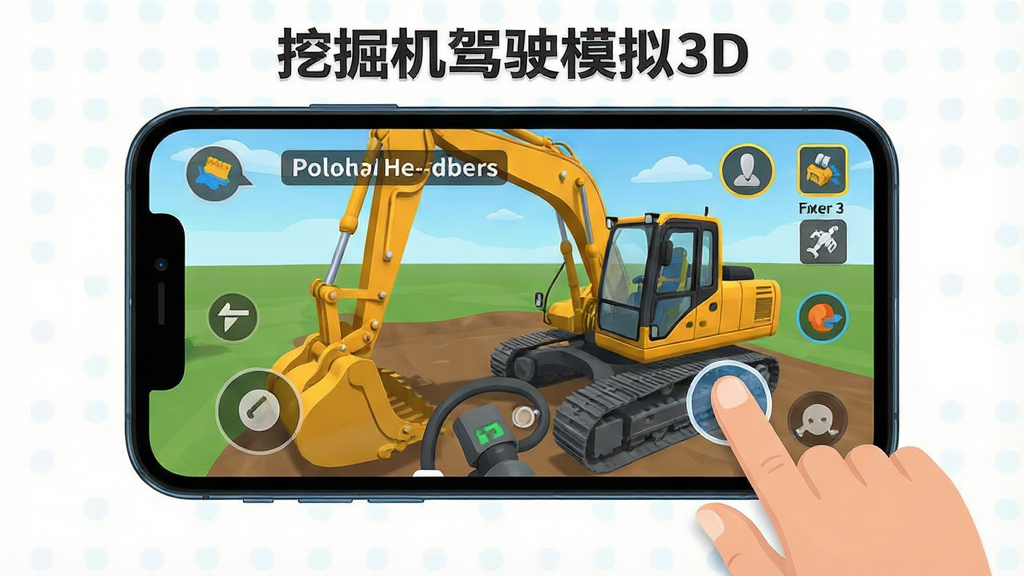 ������һ�������ֻ���ʾ�ھ����ʻģ��3D��Ϸ���棬����Ϊ�ֻ�����չʾ���Ű�Ϊ�̳�ʾ��ͼ��񣬷��Ϊ��ƽ���廭��ϸ�ڰ�����ָ�����Ļ��������Ϸ����Ԫ�ء���ʾ���ݣ������������ɾ����޶���Ԫ�أ������д��С��ھ����ʻģ��3D������