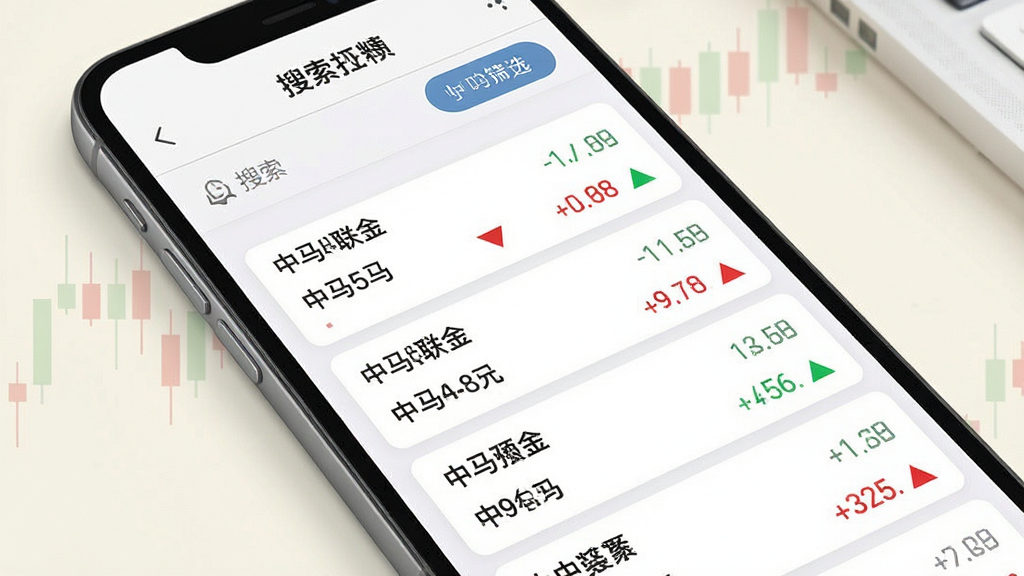 手机界面展示“中马中联金”实时行情列表,多条数据卡片纵向排列,红绿涨跌标识清晰,上方有搜索与筛选按钮,背景为浅色商务风格,布局整齐,画质干净,无多余元素