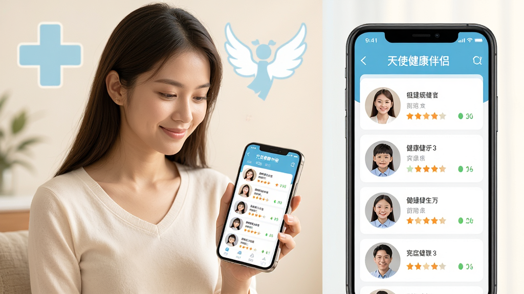 画面主体为一位年轻女性手持手机查看