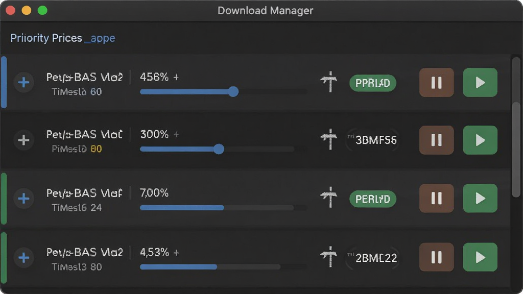 Persepolis Download Manager������й���������д������Ϊ�������е�����壬����Ϊ�����б����У��Ű�չʾ����������ȼ����򣬷��Ϊ��ɫģʽרҵ���棬ϸ�ڰ������Ȱٷֱȡ�ʣ��ʱ�䡢���ȼ���ǩ����ͣ�뿪ʼ��ťͼ�꣬��������������ɾ����޶���Ԫ��
