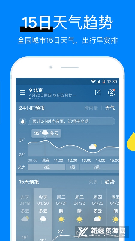 今日天气实时预报 安卓版 使用教程界面
