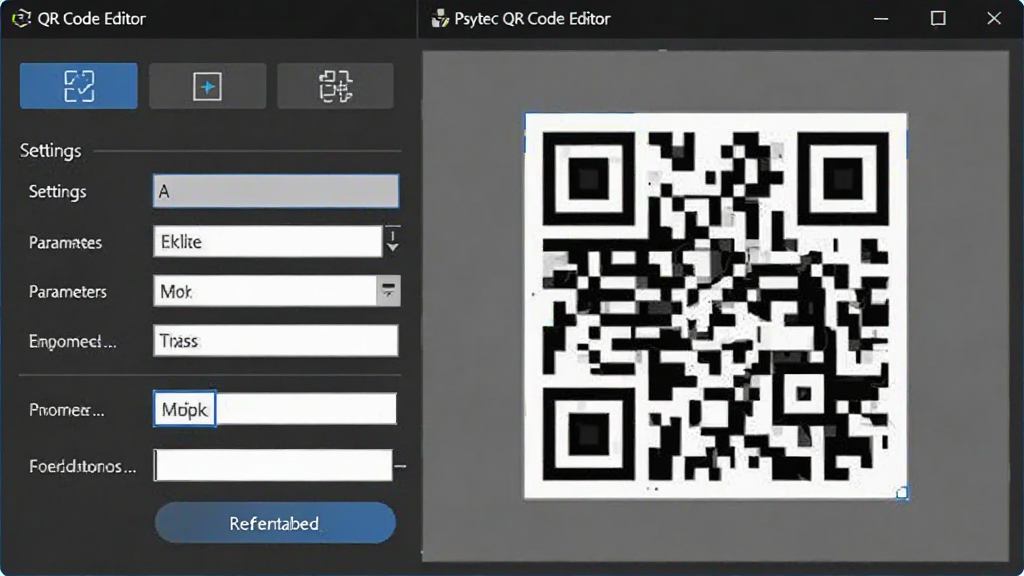 һ��չʾPsytec QR Code Editor���������ͼƬ������Ϊ��������λ�ڻ������룬����������ǲ���������壬�Ҳ��Ƕ�ά��Ԥ�������Ű����룬���Ϊ�ִ���Լ�Ƽ��磬ϸ�ڰ��������İ�ťͼ�������򣬻��ʸ��壬�ɾ����޶���Ԫ��