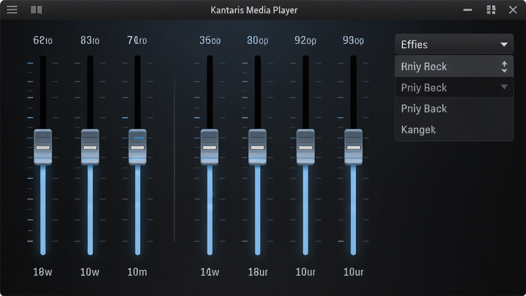 Kantaris Media Player��Ƶ���������棬10�δ�ֱ�����������У���Ƶ����ֵ������ע���Ҳ���Ԥ����Ч�����˵�������Ϊ��ɫ���䣬������е���ɫ�߹⣬������רҵ��࣬����ϸ�壬�޶���Ԫ��