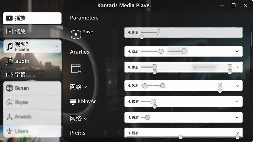Kantaris Media Player����������չʾ�����Ϊ����˵��������š���Ƶ����Ƶ����Ļ�������ѡ��Ҳ���ʾ��ǰѡ�з������ϸ���������������Ϊ��ɫ�������ɫ���֣��������������ʸɾ����޶���Ԫ��