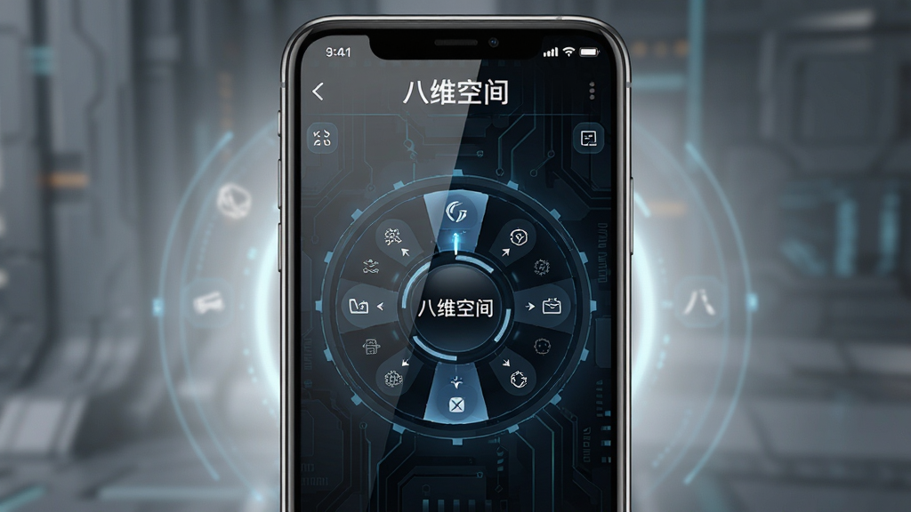 ��ά�ռ��ֻ������н��棬����չʾһ�������ֻ���Ļ����ʾ�Ű�ά�ռ��ά��ѡ�����̣�����Ϊ��ɫ�Ƽ���񣬲���Ϊ�ֻ�������У����Ϊ��Ʒչʾ��ϸ�ڰ�����Ļ���⡢����ͼ����������Χ��΢����Ч�����ʸ��壬�ɾ��޶���Ԫ�أ�ͼ�����֡���ά�ռ䡱