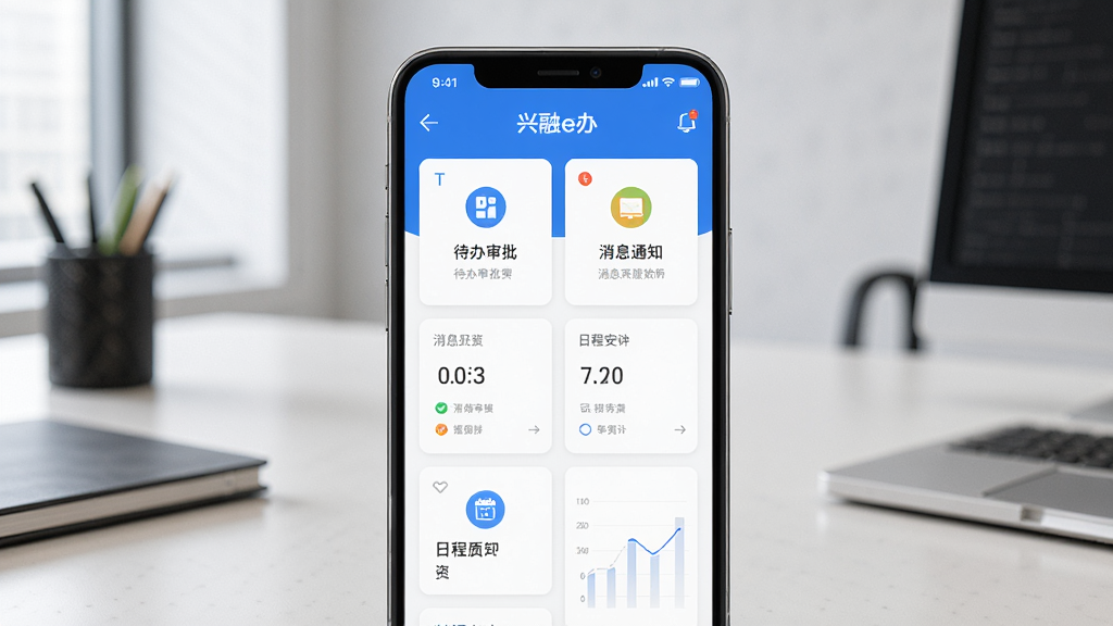 �ֻ���Ļ��չʾ����e��Ӧ�������棬�������������������Ϣ֪ͨ���ճ̰��ŵ�ģ�飬����Ϊһ�������ֻ�������Ϊ���칫���棬�Ű��������������ִ�����ϸ�ڰ���ͼ���뿨Ƭʽ���֣����ʸ���ɾ����޶���Ԫ��