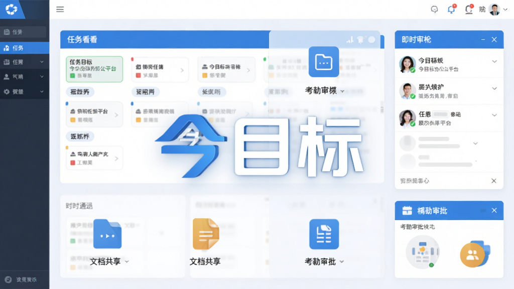 今目标企业协同办公平台主界面,画面中央是软件名称