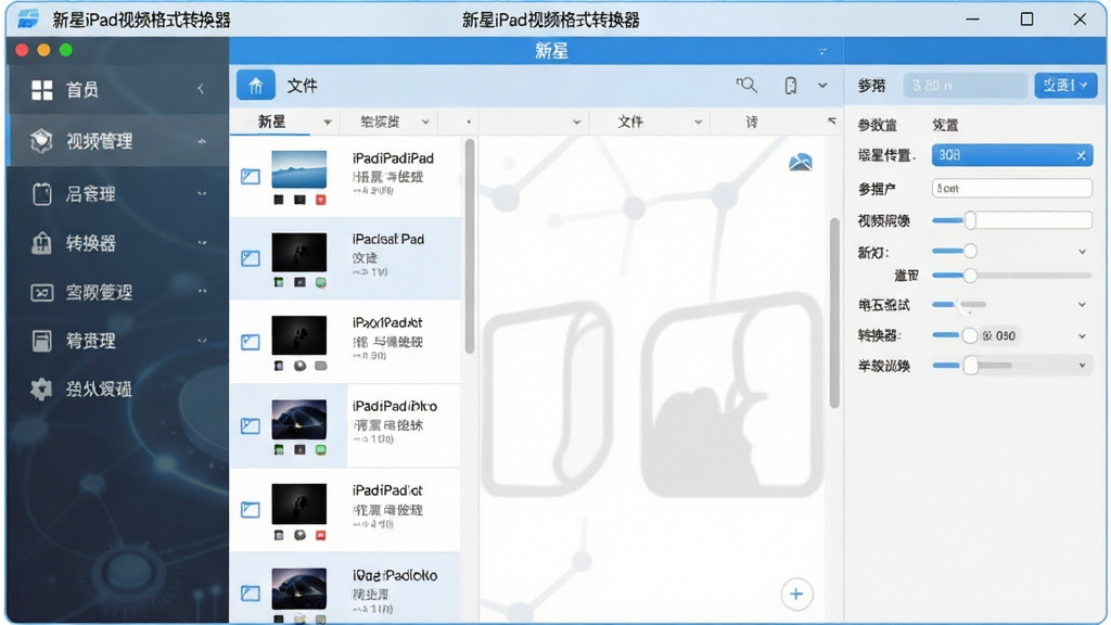 һ��չʾ����iPad��Ƶ��ʽת�������������ͼƬ�����������������ڣ�����Ϊ��๦�ܵ��������м��ļ��б������Ҳ����������壬�Ű��������������Ϊ�ִ���Լ�Ƽ��磬ϸ�ڰ����������ơ�����iPad��Ƶ��ʽת��������ʾ�ڱ�������������ɫ������Ϊ�������ʸ��壬�ɾ����޶���Ԫ��
