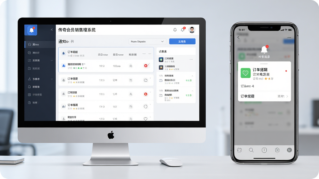 �����Ա���۹���ϵͳ���������Ϣ֪ͨ���棬����Ϊ�������ֻ�����չʾ������̨������Ϊ��������Ļ��ʾ֪ͨ�б����Ҳ��ֻ���Ļ��ʾ������Ϣ���Ű�Ա����������Ϊ��ƽ̨�Ƽ��磬ϸ�ڰ�����Ϣ����ͼ�ꡢδ����㡢�������ѿ�Ƭ�����ʸ��壬�ɾ����޶���Ԫ��