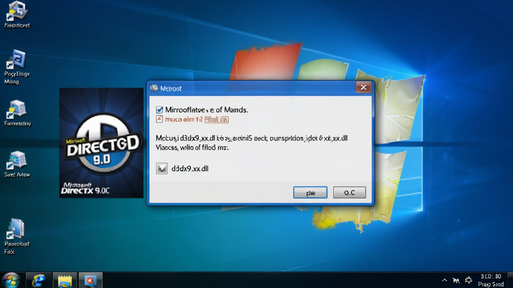 һ�ŵ�����Ļ����ʾ��Ϸ���������Ļ��棬��������Ϊȱ��d3dx9_xx.dll�ļ����Ա���Microsoft DirectX 9.0C�İ�װ����ͼ�꣬����ΪWindows���棬������дʵ�������������ɾ��޶���Ԫ��