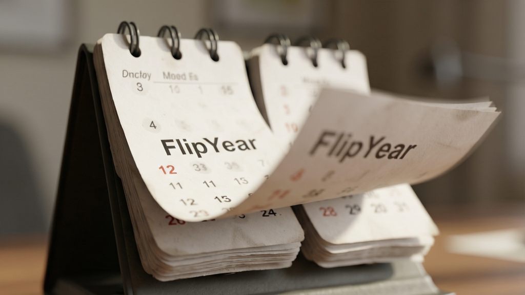 һ����д FlipYear ��ҳ������ͼƬ�����沶׽����ҳ�淭ת��һ���˲�䣬ֽ�Ŵ�����Ȼ������������ϸ�����Ӱ�������黯��ͻ����ҳ�Ķ�̬�У����дʵ�����ʸ��壬�ɾ�������