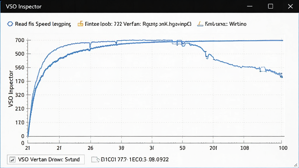 VSO Inspector 光驱检测界面,显示读取速度曲线图与固件版本信息,图表为折线图,背景白色,线条蓝色,界面干净整洁,画质清晰。