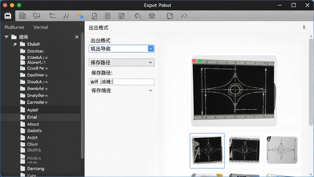 德威几何尺计算结果导出与记录功能展示,主体为软件导出窗口,布局为左侧文件列表与右侧预览区域,排版清晰,风格为简约商务风,细节包含导出格式选项、保存路径、图形预览缩略图,画质高清,干净,无多余元素
