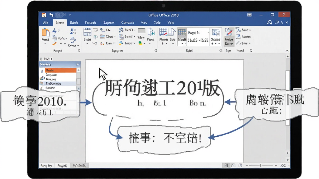 һ��չʾOffice 2010 ���˰�ʹ��ָ�ϵ�ͼƬ������Ϊ������Ļ����ʾWord�ĵ�����������ע������Ϊ�����Ű棬���Ϊ��ѧͼ�⣬ϸ�ڰ������ָ�롢�˵�����������˵���򣬻����������ɾ����޶���Ԫ��