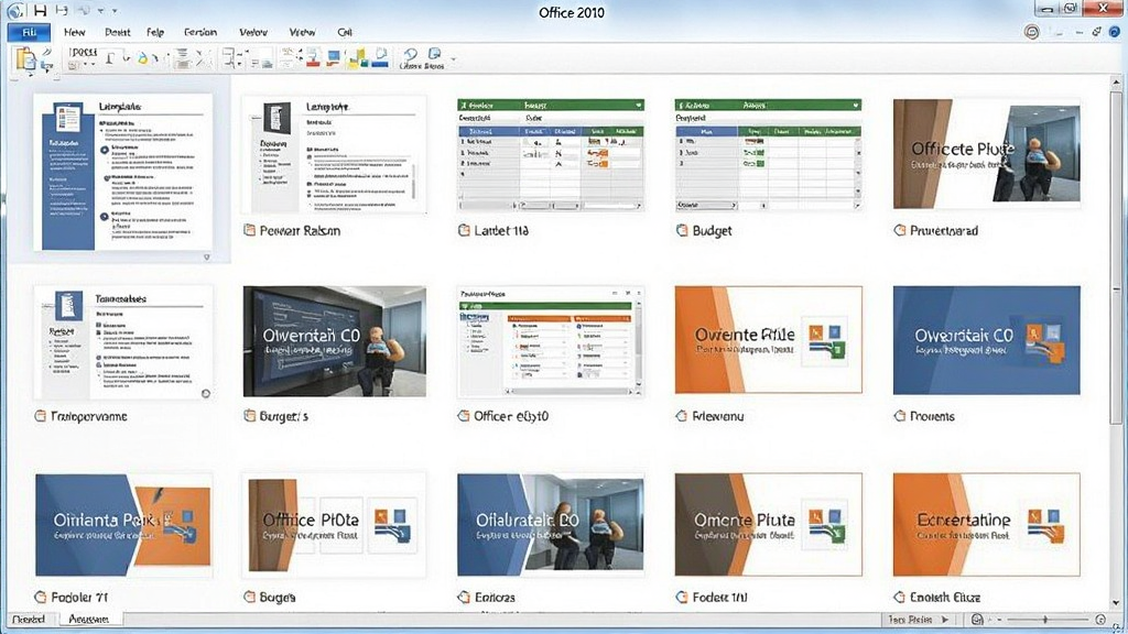 һ��չʾOffice 2010 ���˰�ģ����ͼƬ������Ϊ����ģ��ѡ����棬����Ϊ����״����ͼ���У��Ű��������򣬷��Ϊ���°칫��ϸ�ڰ�������ģ�塢Ԥ���������ʾ�ĸ������Ԥ��ͼ�������������ɾ����޶���Ԫ��