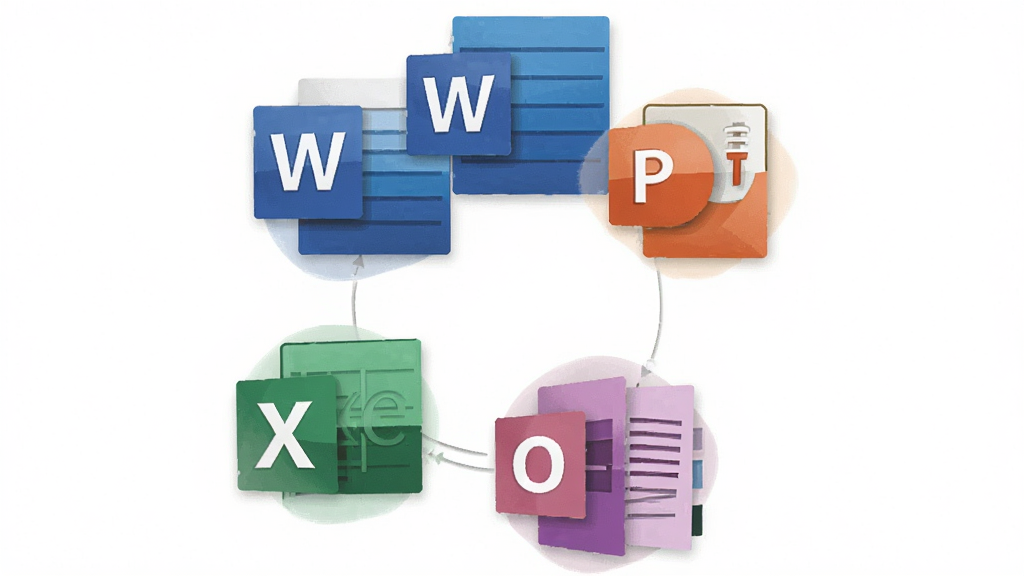 һ��չʾOffice 2010 ���˰�����Эͬ��ͼƬ������Ϊ�ĸ�����ͼ�껷�����У�����Ϊ���ι�ͼ���Ű��������⣬���Ϊ��ƽ����ƣ�ϸ�ڰ���Word��ɫͼ�ꡢExcel��ɫͼ�ꡢPowerPoint��ɫͼ����OneNote��ɫͼ�꣬���ʸ��壬�ɾ����޶���Ԫ��