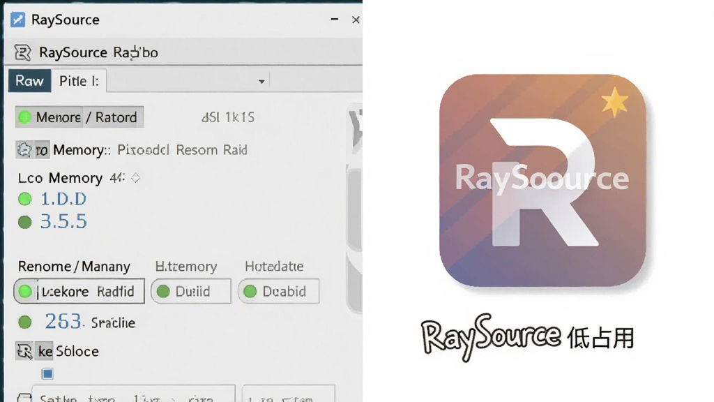 һ��չʾ RaySource ��������״̬��Ԥ��ͼ�����������ǵ������������������ RaySource ͼ�겢�У����ֲ������ҶԱ��Ű棬���Ϊ�������磬ϸ�ڰ������ڴ�ռ����ֵ����ɫ����ָʾ�ƣ�����Ϊ������Ļ��ͼ�������ɾ��޶���Ԫ�أ�ͼƬ�����ֱ�ע��RaySource ��ռ�á�