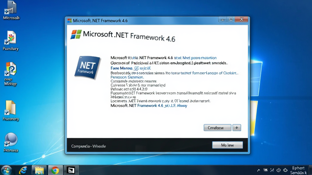 一张展示 Microsoft .NET Framework 4.6 软件界面的高清图片,画面中央是安装向导窗口,窗口标题清晰显示