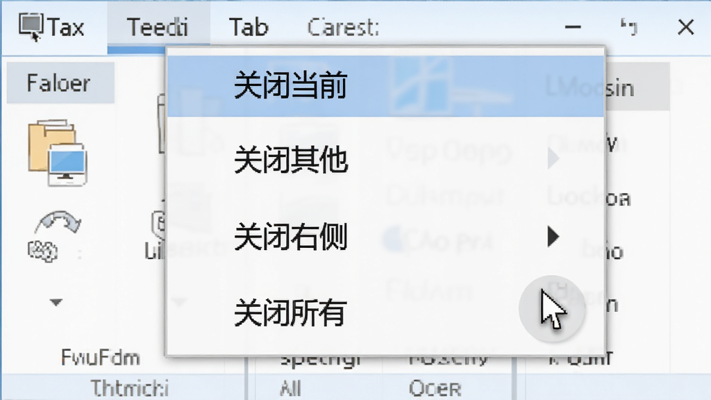 Office Tab ������������ʾ��ͼ������Ϊ�����Ҽ��˵����棬����Ϊ��ֱ�˵��б����Ű�չʾ