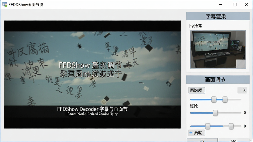 FFDShow Decoder ��Ļ�뻭�������壬����Ϊ������Ļ�����ֻ�������ڻ��飬����Ϊ�Ҳ�������Ԥ���Ű棬���Ϊ���ʵ�ù��߷磬ϸ�ڰ�������Ļ��Ⱦ���롰������ڡ����ֱ�ǩ�����ʸ��壬�ɾ��޶���Ԫ��