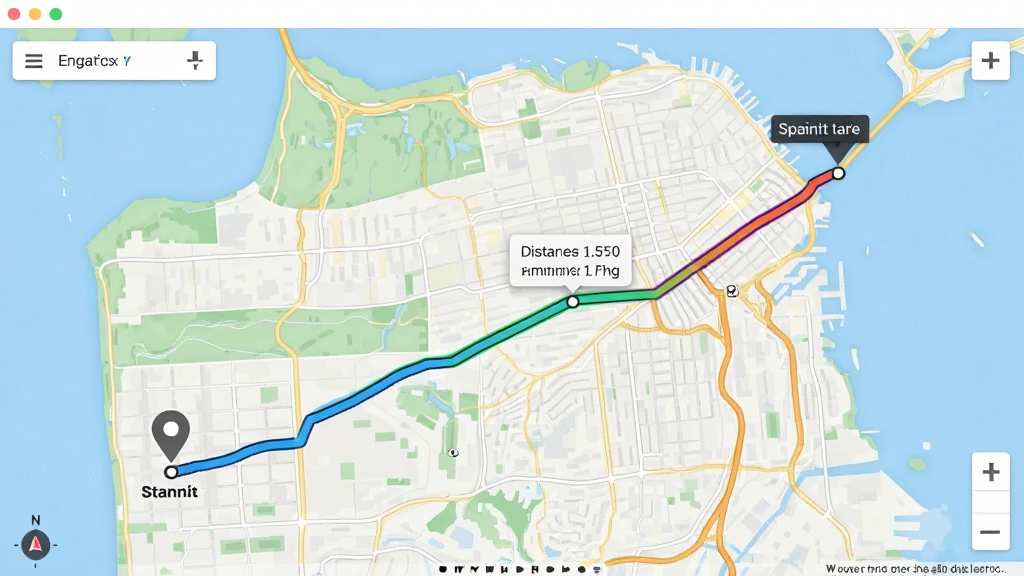 一张我要地图桌面版路线规划功能的展示图,主体是地图上从起点到终点的彩色路线线条,布局为全屏地图视图,排版简洁,风格为软件界面截图风,细节包括起终点标记、路线高亮、距离信息浮层,画质清晰干净无多余元素