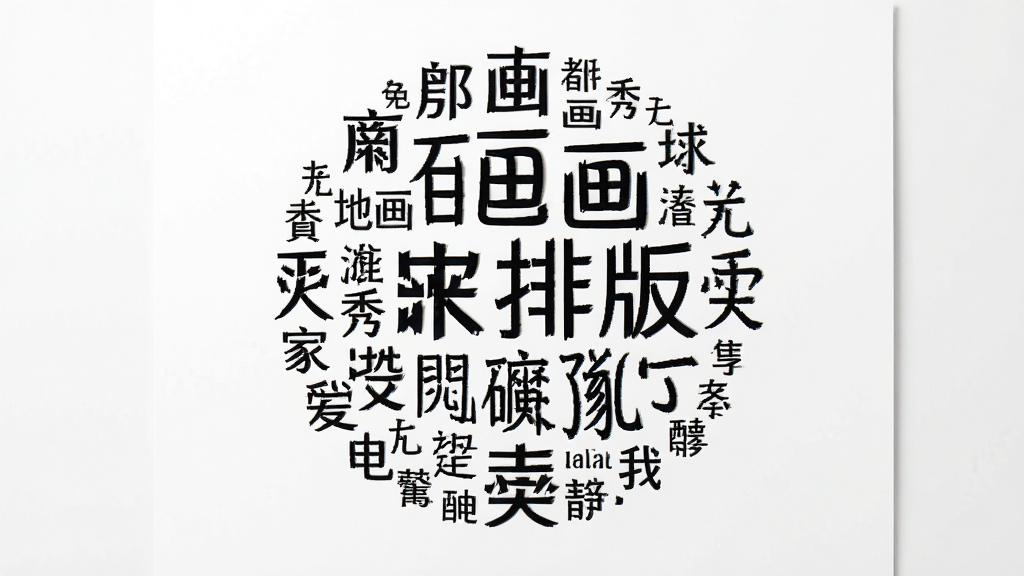 文字画秀智能排版功能演示,画面中一张白纸上排列着由汉字组成的圆形图案,文字大小错落有致,背景干净,风格极简,画质高清,无多余元素