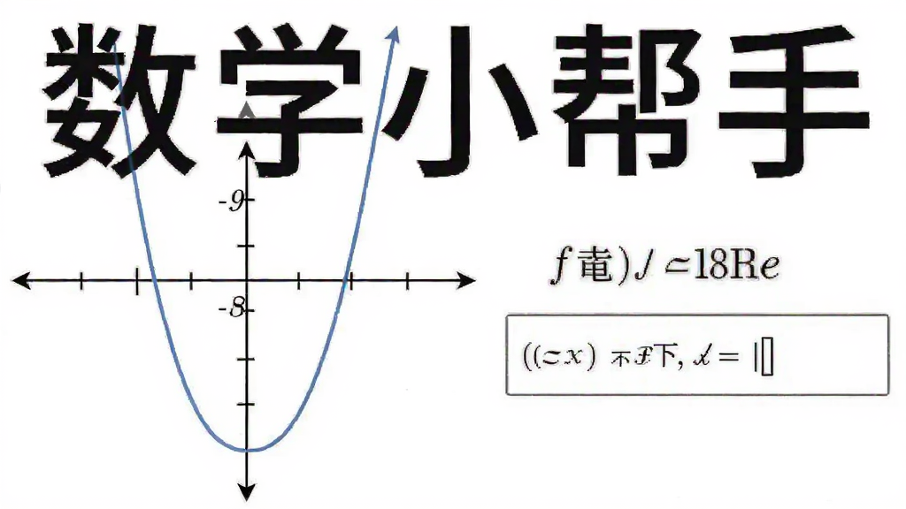 一张展示“数学小帮手”函数图像生成功能的图片,画面中是一个坐标系,上面绘制着一条平滑的抛物线,旁边有函数表达式输入框,背景是干净的白色,风格学术严谨,画质高清