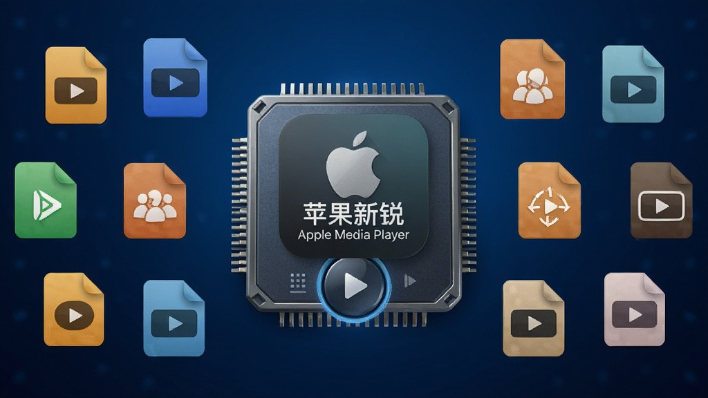 һ�ſƼ���ʮ��Ĳ�Ʒ����չʾͼ�����������ǡ�ƻ������Apple Media Player��������ͼ��������Ƶ��ʽͼ�껷�����У�����Ϊ����ɫ���䣬����ͻ��Ӳ����оƬ�벥�Ű�ť���ں���ƣ����ֶԳƣ����������ϸ�ھ��£����ʸ��壬�ɾ��޶���Ԫ��