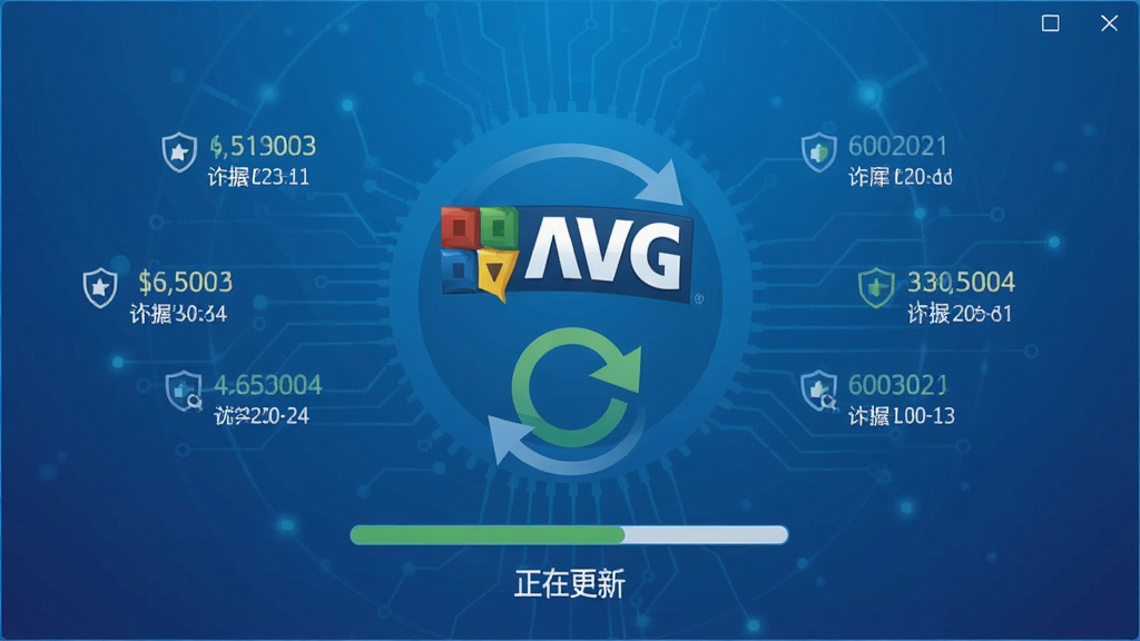 AVG杀毒软件更新界面,画面中央是