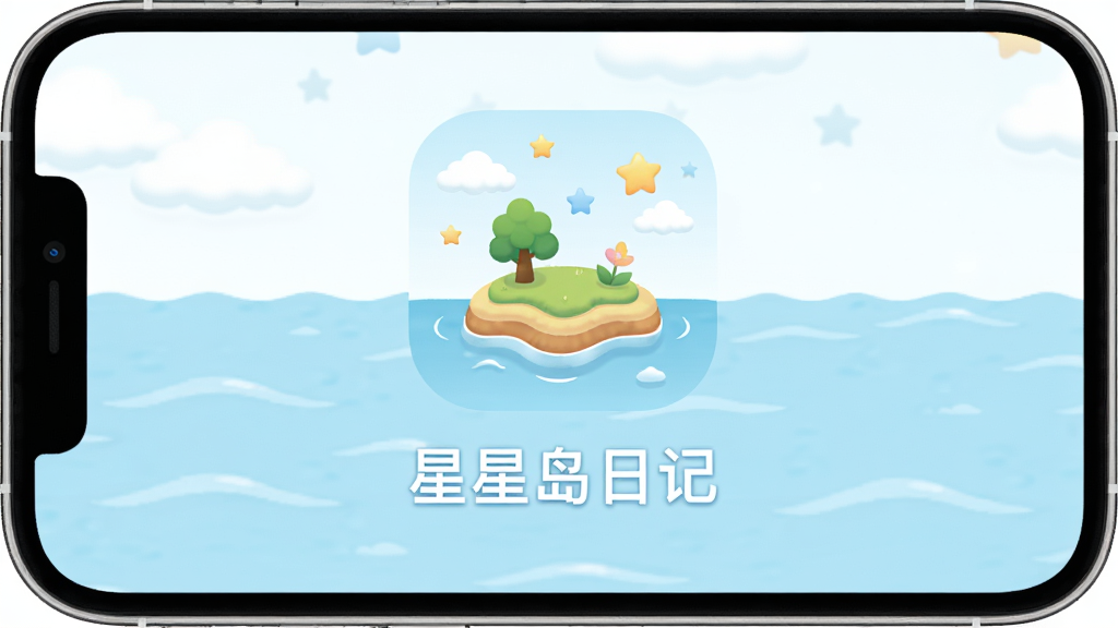 �ֻ���Ļ������ʾ�����ǵ��ռǡ�Ӧ�ý��棬������һ��Ư���ڵ���ɫ�����ϵ�С��ͼ�꣬����Ϊ���д�ͼ����·����ֱ��⣬�Ű���Գƣ������������ϵ��ϸ�ڰ���������С�����ƶ�����ǵ�׺�����ʸ���ɾ����޶���Ԫ��